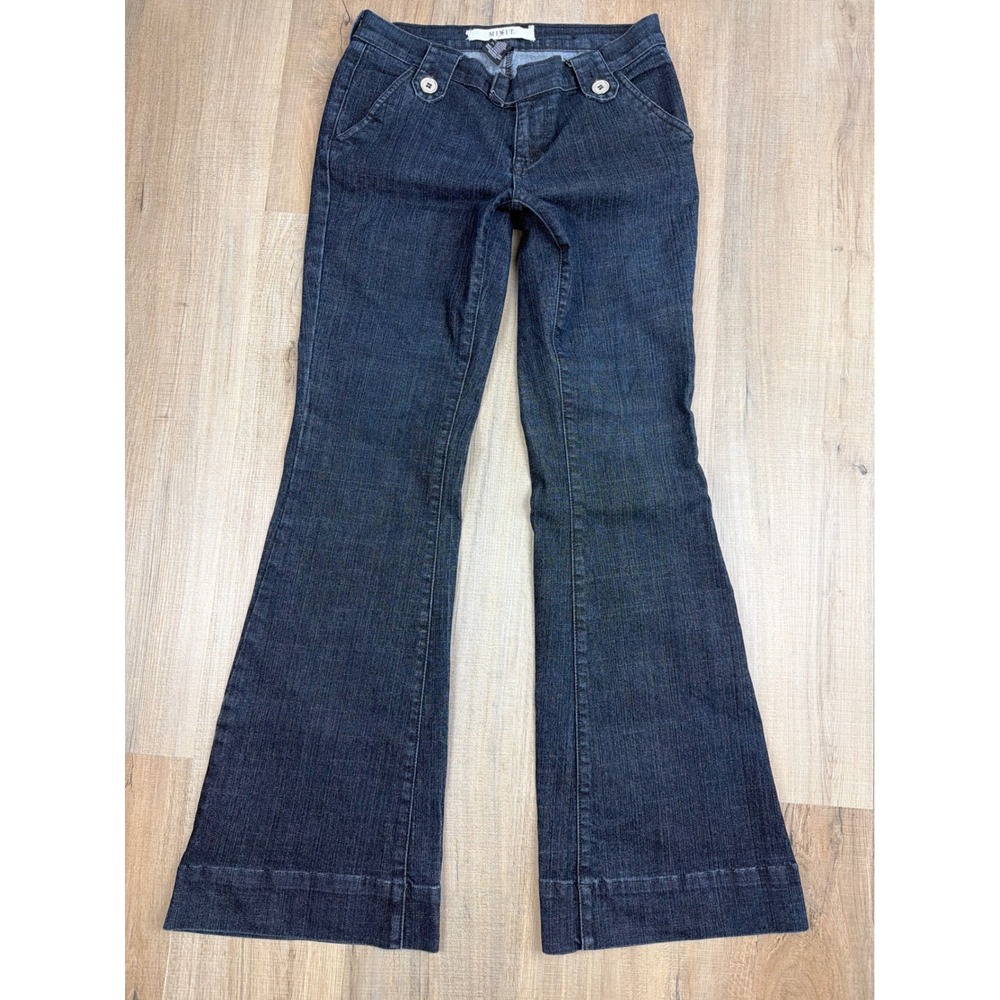 Mixit Vintage Y2K Low Rise Flare Jeans Dark Wash Denim Flap Pockets Size 6